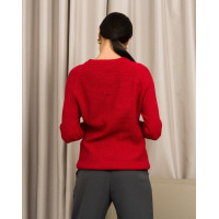 Бордовый ангоровый свитер комбинированной вязки