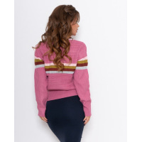 Сиреневый комбинированный свитер с полосками