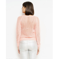 Персиковий ажурний светр в`язаний з перфорацією