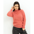 Теплый однотонный свитер-травка терракотового цвета