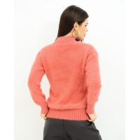 Теплий однотонний светр-травка теракотового кольору