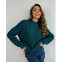 Бирюзовый вязаный свитер-травка свободного кроя