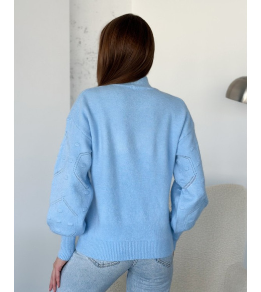 Ангоровий синій светр з об'ємними рукавами