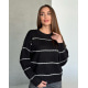 Ангоровый вязаный свитер черного цвета в полоску