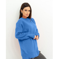 Синій вільний светр із перфорацією