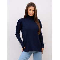 Темно-синий кашемировый гольф в рубчик