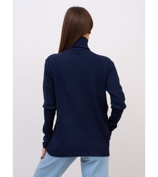 Темно-синий кашемировый гольф в рубчик