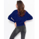Темно-синій вільний светр з потайною блискавкою
