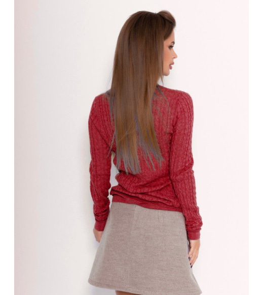 Бордовый вязаный свитер с манжетами