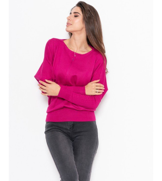 Малиновий вільний светр з потайною блискавкою