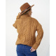 Коричневый шерстяной вязаный свитер с аранами