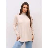 Молочная кашемировая водолазка в рубчик