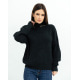 Чорний трикотажний светр з високим горлом