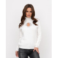 Білий вовняний светр з декоративним вирізом