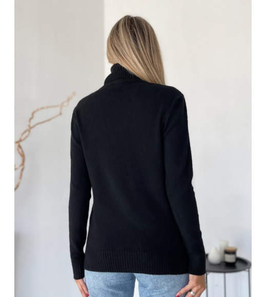 Черный кашемировый свитер с высоким горлом