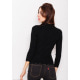 Чорний ангоровий светр в рубчик з фактурними хвилястими манжетами