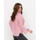 Рожевий вільний в`язаний светр-травичка
