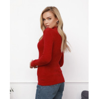 Червоний фактурний светр-травичка з високим горлом