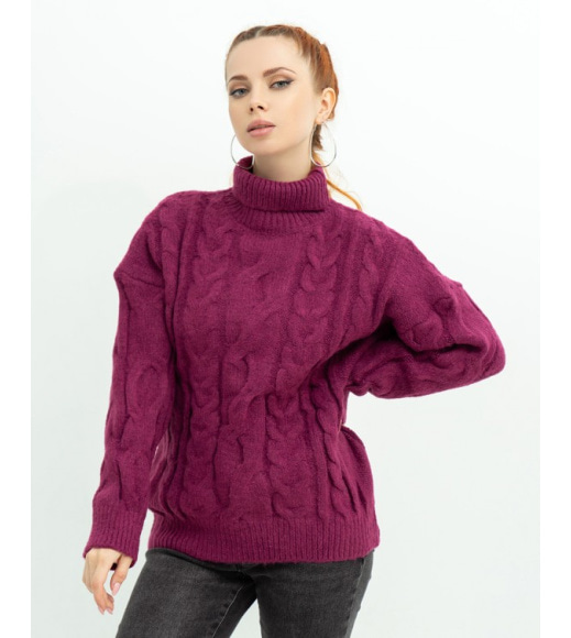 Бордовый шерстяной свитер с объемным декором