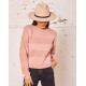 Рожевий комбінований смугастий светр