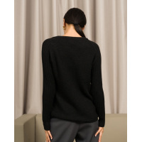 Черный ангоровый свитер комбинированной вязки