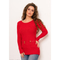 Червоний ангоровий светр з блискавкою на спині і кишенями спереду