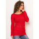 Красный ангоровый свитер с молнией на спине и карманами спереди