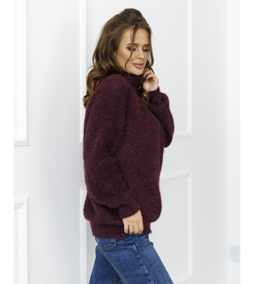 Фіолетовий теплий светр об`ємної в`язки
