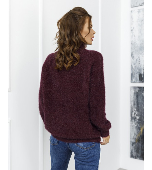 Фіолетовий теплий светр об`ємної в`язки