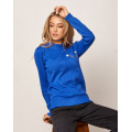Синій ангоровий светр із накладною кишенею