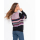 Черный свитер с цветным полосатым декором