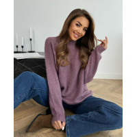 Сиреневый вязаный свитер-травка свободного кроя