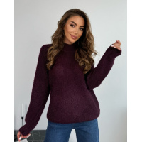 Фиолетовый вязаный свитер-травка свободного кроя