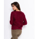 Бордовый вязаный свитер с цветным меланжем