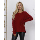 Бордовый ангоровый свободный свитер с декором