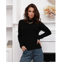 Черный шерстяной свитер фактурной вязки