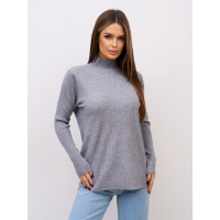 Серая кашемировая водолазка в рубчик