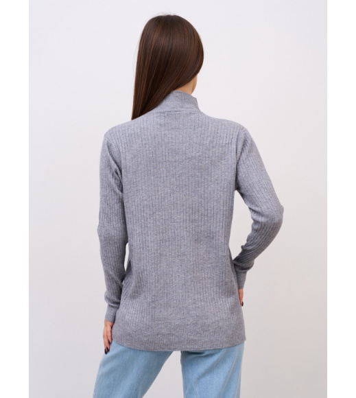 Серая кашемировая водолазка в рубчик