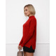 Червоний вовняний светр з фактурними вставками