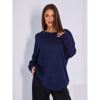 Темно-синий ангоровый свитер свободного кроя