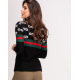 Чорний светр з лого і смугастими вставками