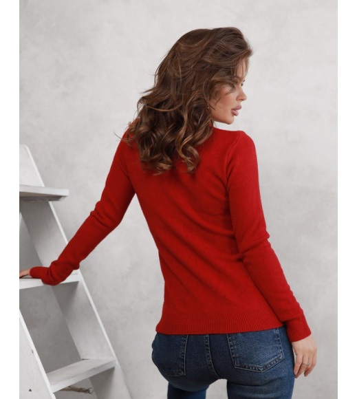 Бордовый ангоровый свитер с аппликациями