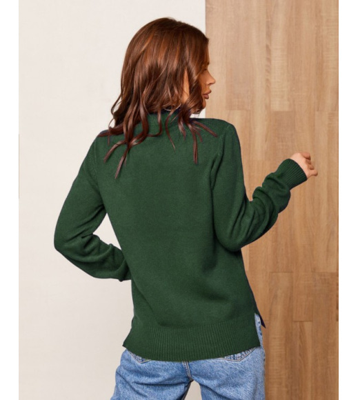 Ангоровый свитер цвета хаки с накладным карманом