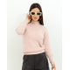 Теплый однотонный свитер-травка светло-розового цвета