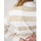 Біло-бежевий теплий светр із смужками