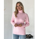 Розовый кашемировый свитер с высоким горлом