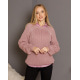 Рожевий вовняний светр об`ємної в`язки