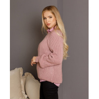 Рожевий вовняний светр об`ємної в`язки