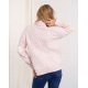 Теплий рожевий мохеровий светр із високим горлом