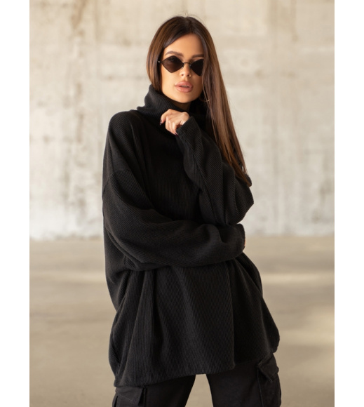 Черный оверсайз свитер из ангоры